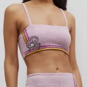 $257 Oceanus Women's Pink Monty Embellished Bikini Top Swimwear Size Large